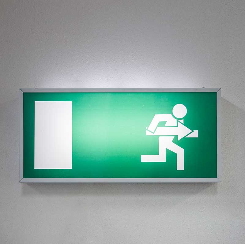 exit man and arrow